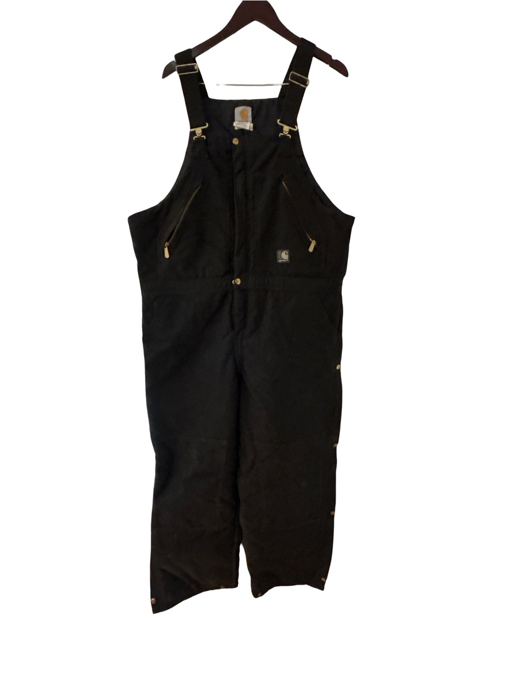 Carhartt Black Insulated Bib Overalls Mens 40x30 Quilt Lined Workwear Duck Canva - Picture 1 of 5